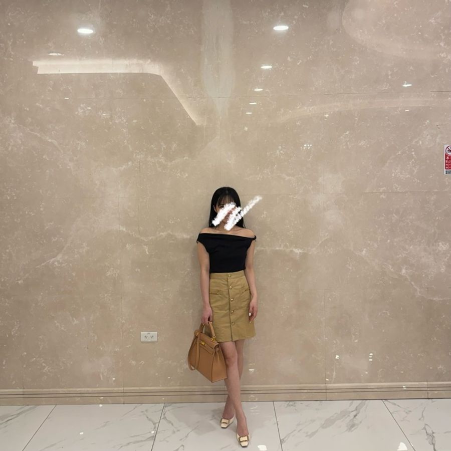 Celine 卡其短裙 鎖鍊款-10