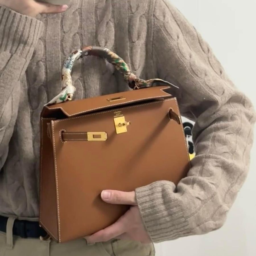 Hermès Kelly25 Epsom 外縫 37 Gold 金棕金釦-1