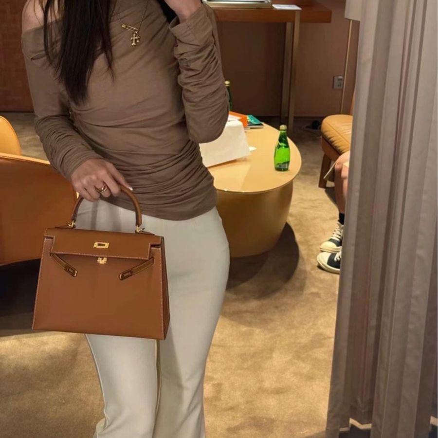 Hermès Kelly25 Epsom 外縫 37 Gold 金棕金釦-2