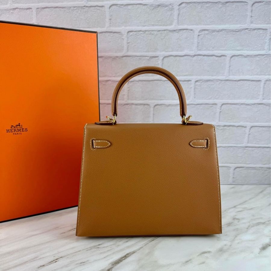 Hermès Kelly25 Epsom 外縫 37 Gold 金棕金釦-6