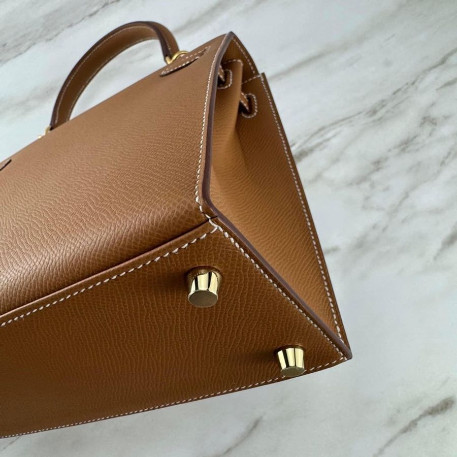 Hermès Kelly25 Epsom 外縫 37 Gold 金棕金釦-8