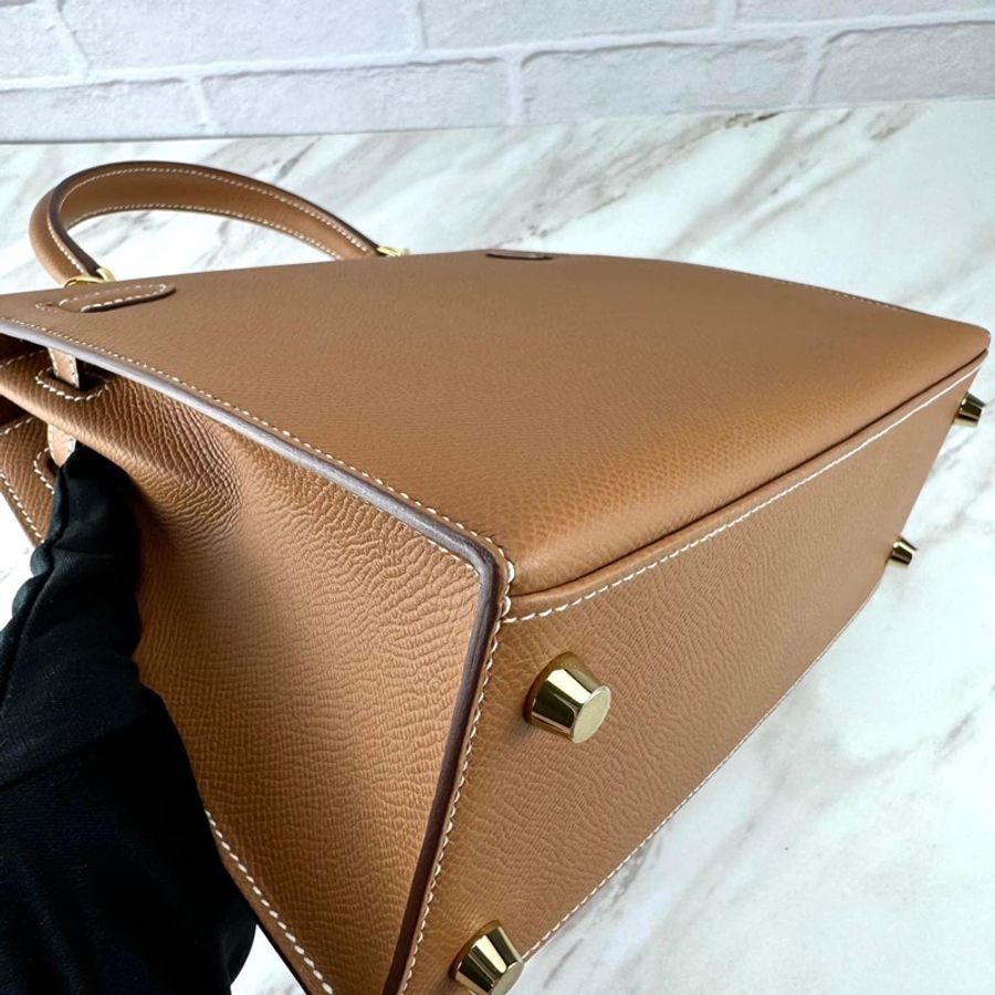 Hermès Kelly25 Epsom 外縫 37 Gold 金棕金釦-9
