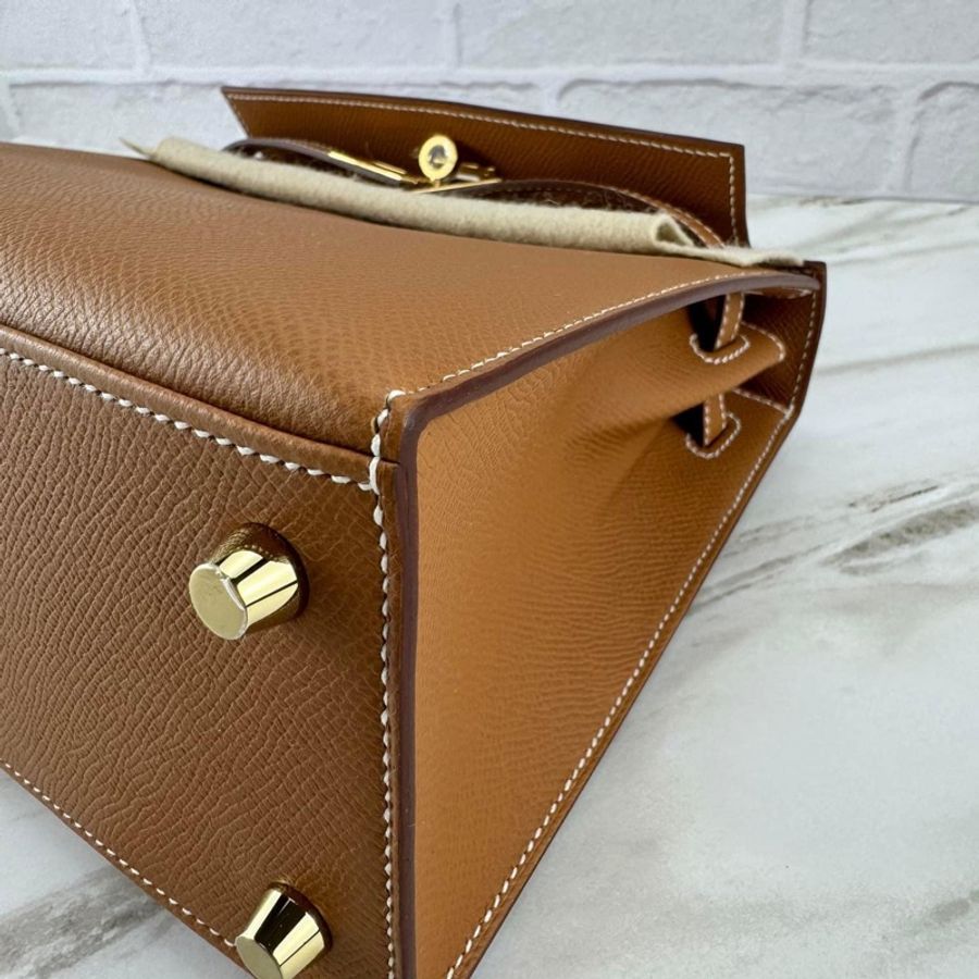 Hermès Kelly25 Epsom 外縫 37 Gold 金棕金釦-10