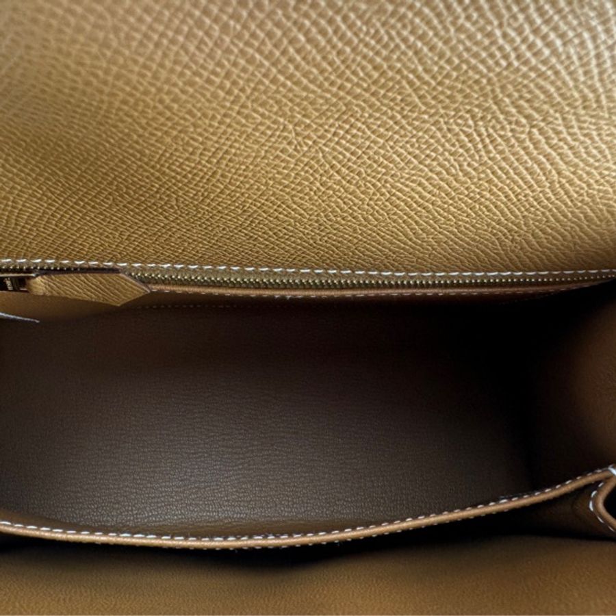 Hermès Kelly25 Epsom 外縫 37 Gold 金棕金釦-11
