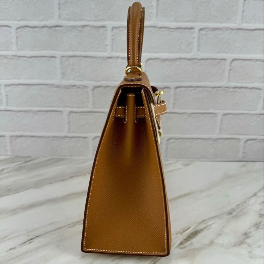 Hermès Kelly25 Epsom 外縫 37 Gold 金棕金釦-17