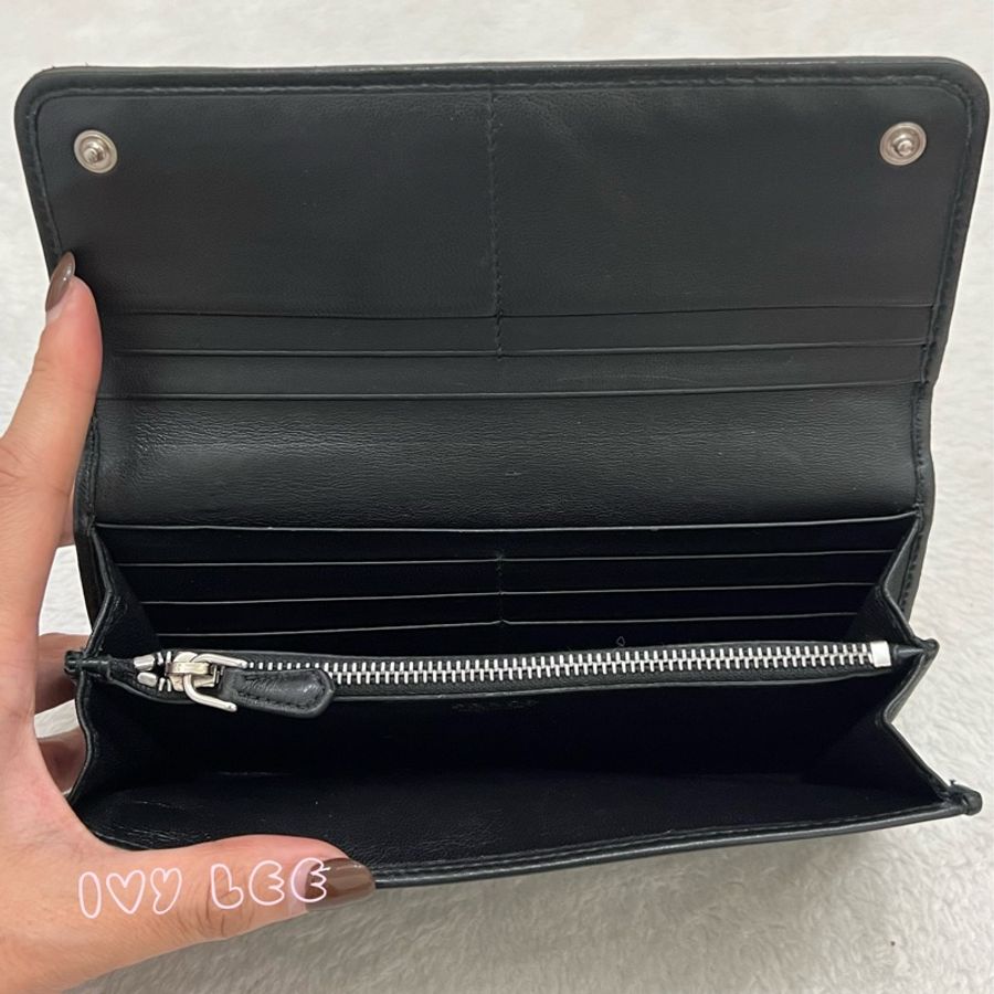 PRADA DIAGRAM長夾 錢包 軟式小牛皮 皮夾1MH132 經典黑 銀釦 翻蓋 二手精品-4