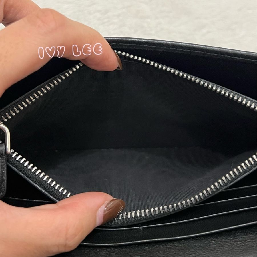 PRADA DIAGRAM長夾 錢包 軟式小牛皮 皮夾1MH132 經典黑 銀釦 翻蓋 二手精品-9