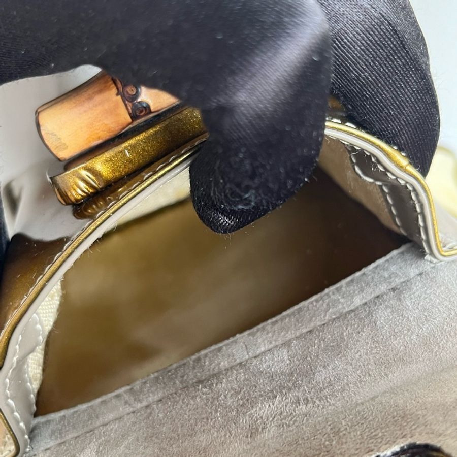 （極新） GUCCI 古馳 竹節手把 黃金色 後背包 小巧可愛😻-19