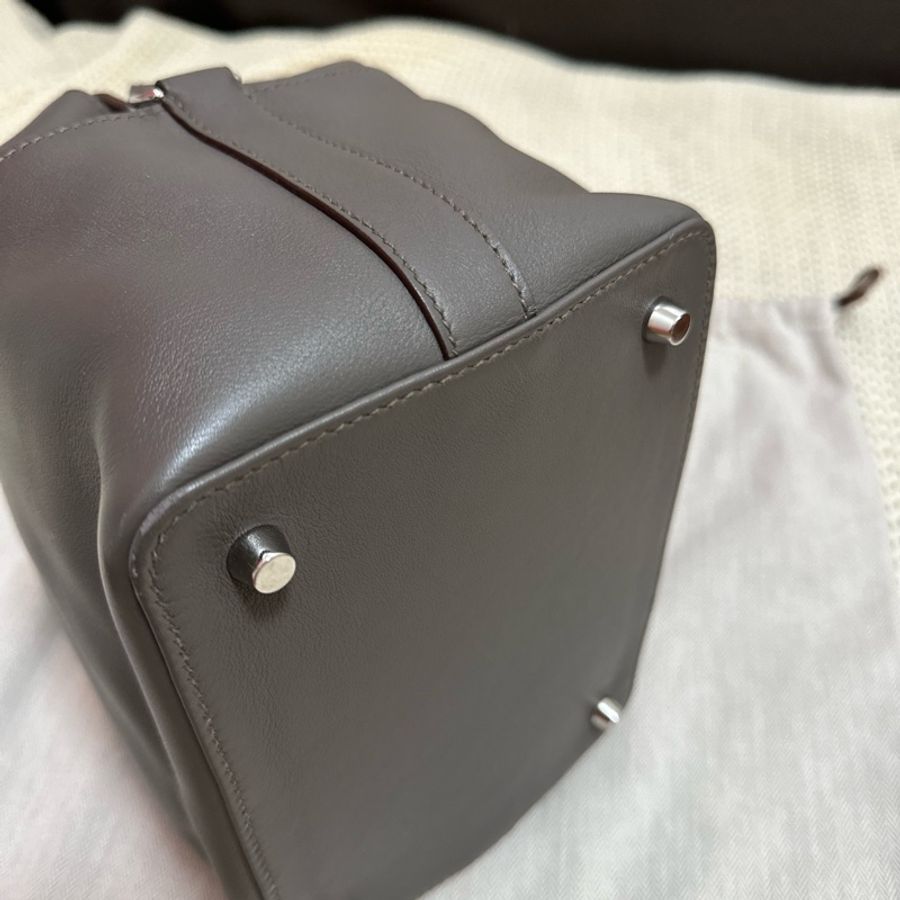 Hermes Toolbox 20灰色銀扣愛馬仕牛奶盒Evercolor Etain-9