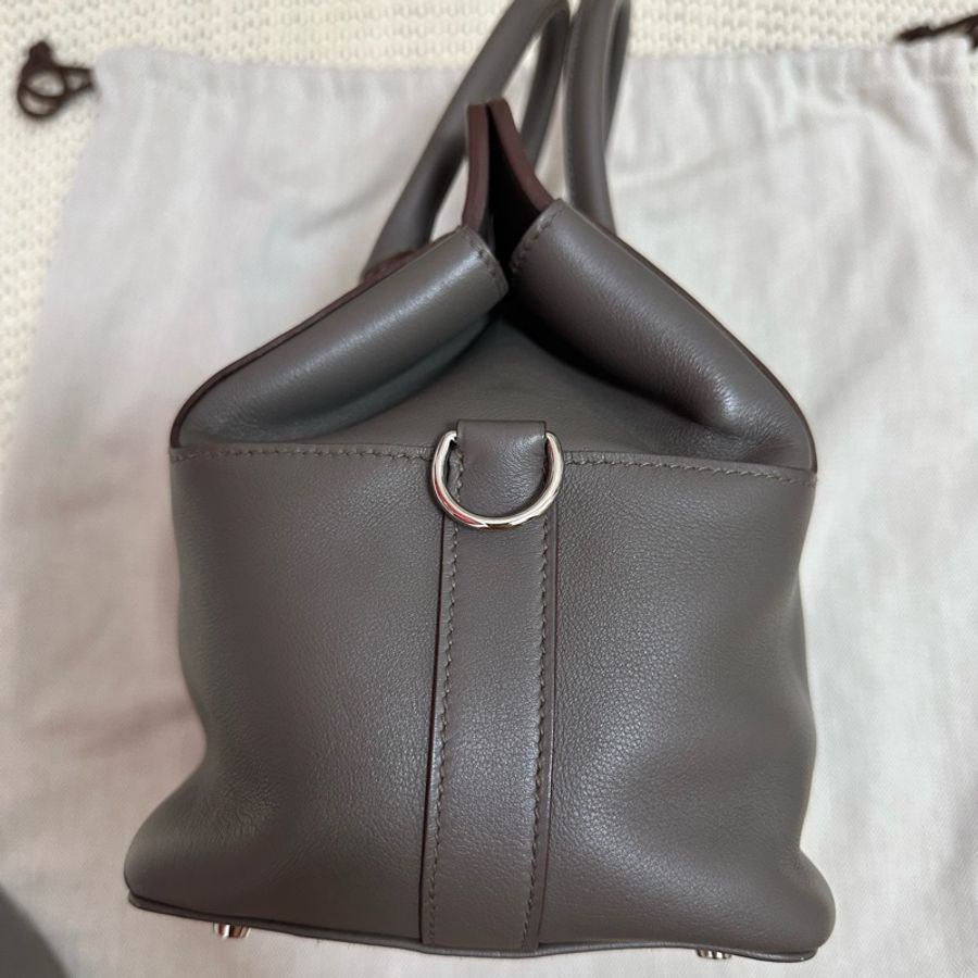 Hermes Toolbox 20灰色銀扣愛馬仕牛奶盒Evercolor Etain-11