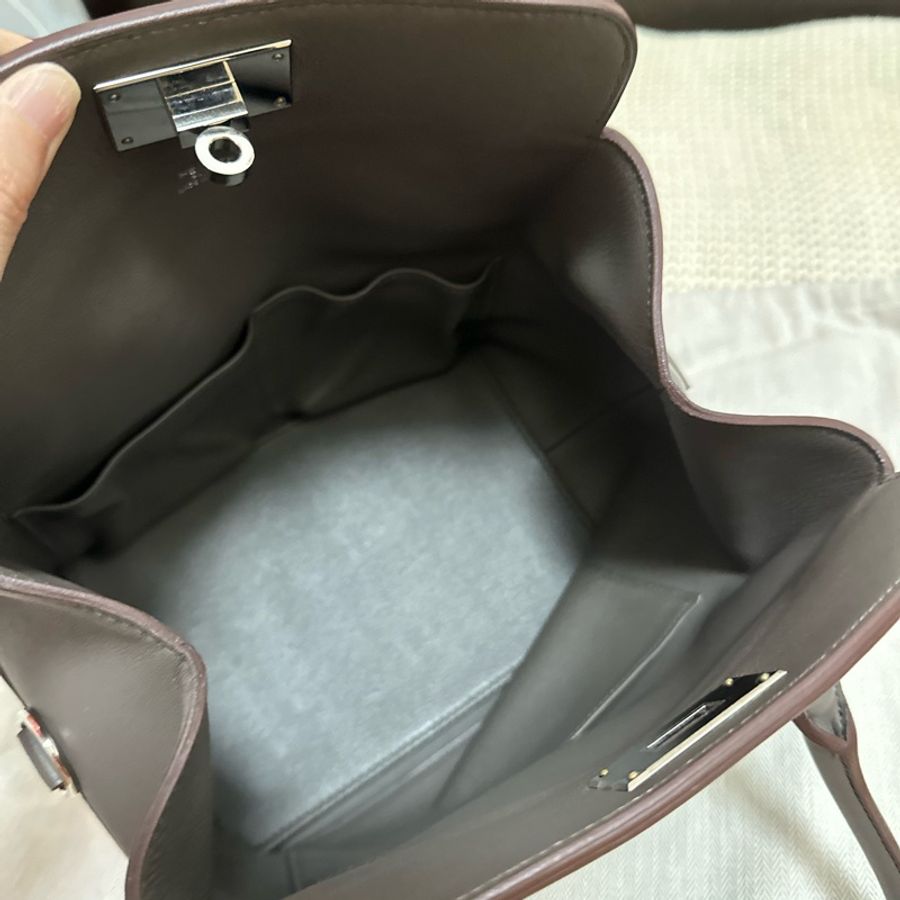 Hermes Toolbox 20灰色銀扣愛馬仕牛奶盒Evercolor Etain-12