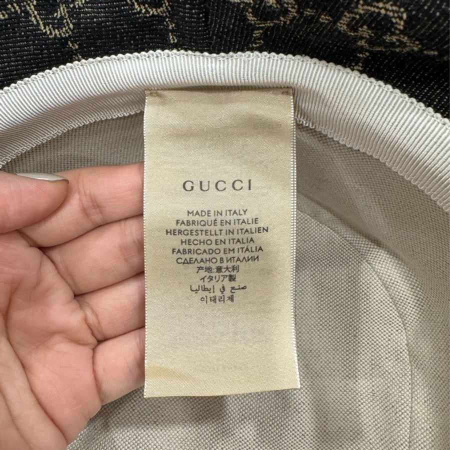 Gucci 經典緹花款黑漁夫帽99新 M號-1