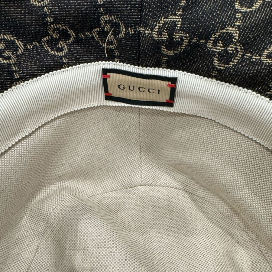 Gucci 經典緹花款黑漁夫帽99新 M號-3