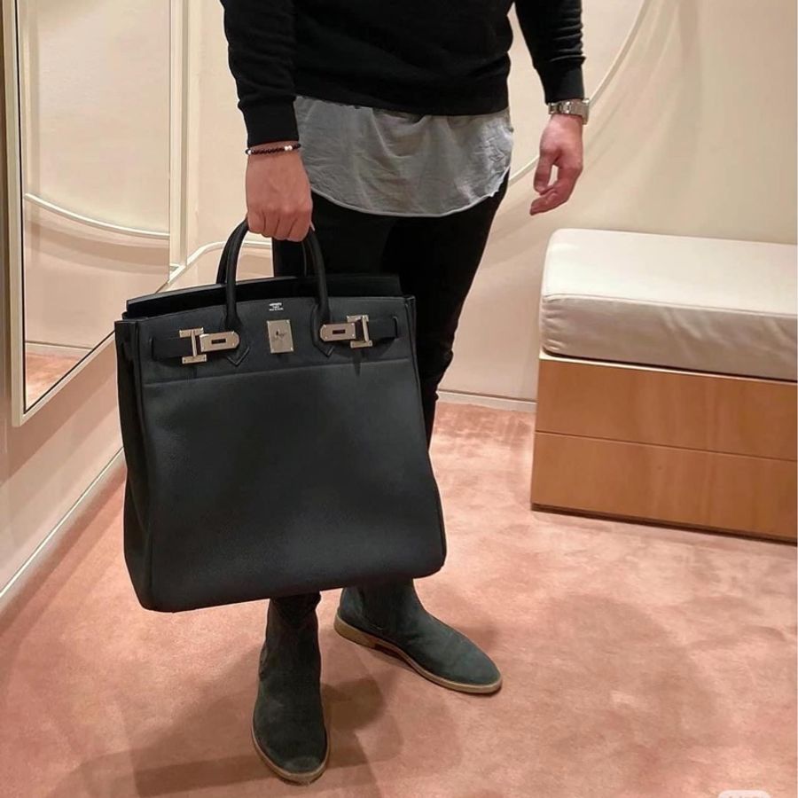 Hermès HAC Birkin 40 Caban黑藍色 三拼色銀釦 經典柏金包-1