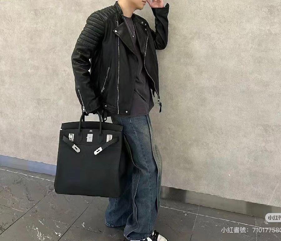 Hermès HAC Birkin 40 Caban黑藍色 三拼色銀釦 經典柏金包-2