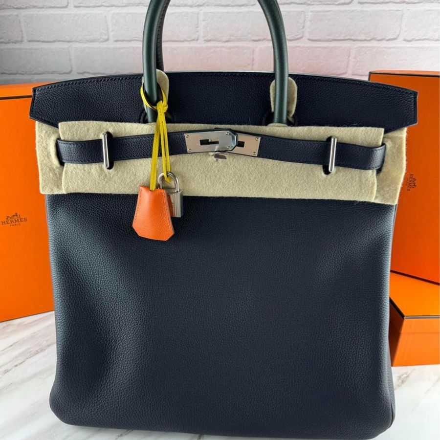 Hermès HAC Birkin 40 Caban黑藍色 三拼色銀釦 經典柏金包-4