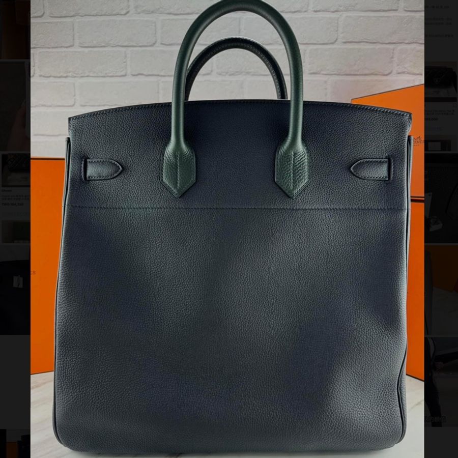 Hermès HAC Birkin 40 Caban黑藍色 三拼色銀釦 經典柏金包-6