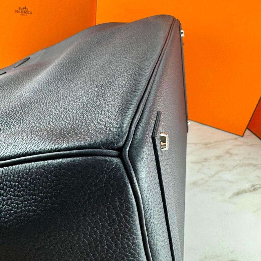 Hermès HAC Birkin 40 Caban黑藍色 三拼色銀釦 經典柏金包-7