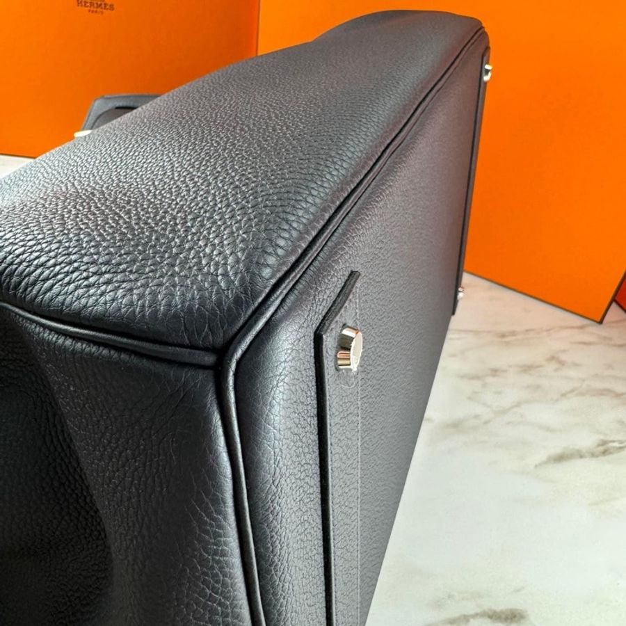 Hermès HAC Birkin 40 Caban黑藍色 三拼色銀釦 經典柏金包-8