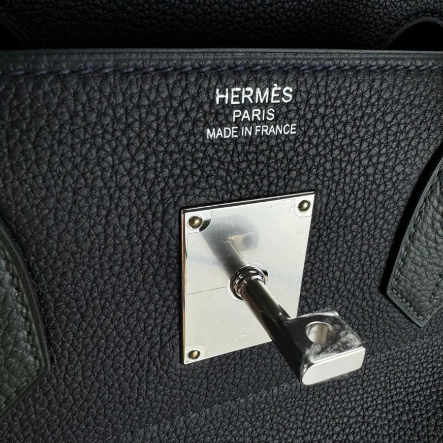 Hermès HAC Birkin 40 Caban黑藍色 三拼色銀釦 經典柏金包-12