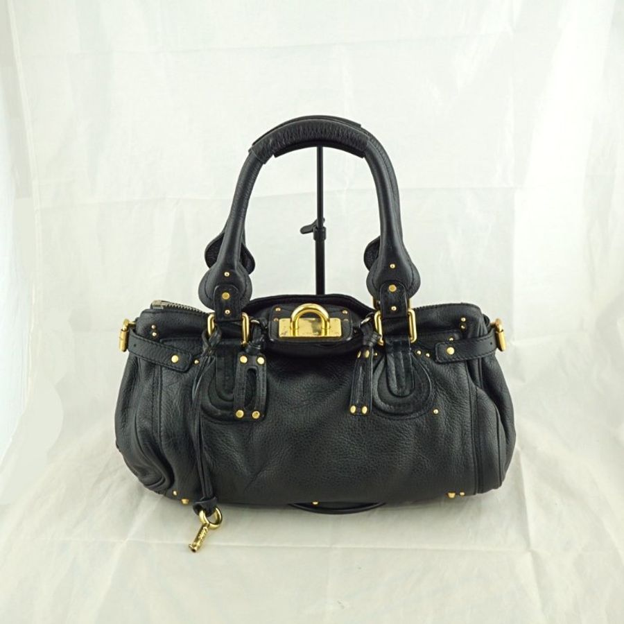 CHLOE Paddington bag 黑色牛皮鎖頭包 手提包 肩背包-5