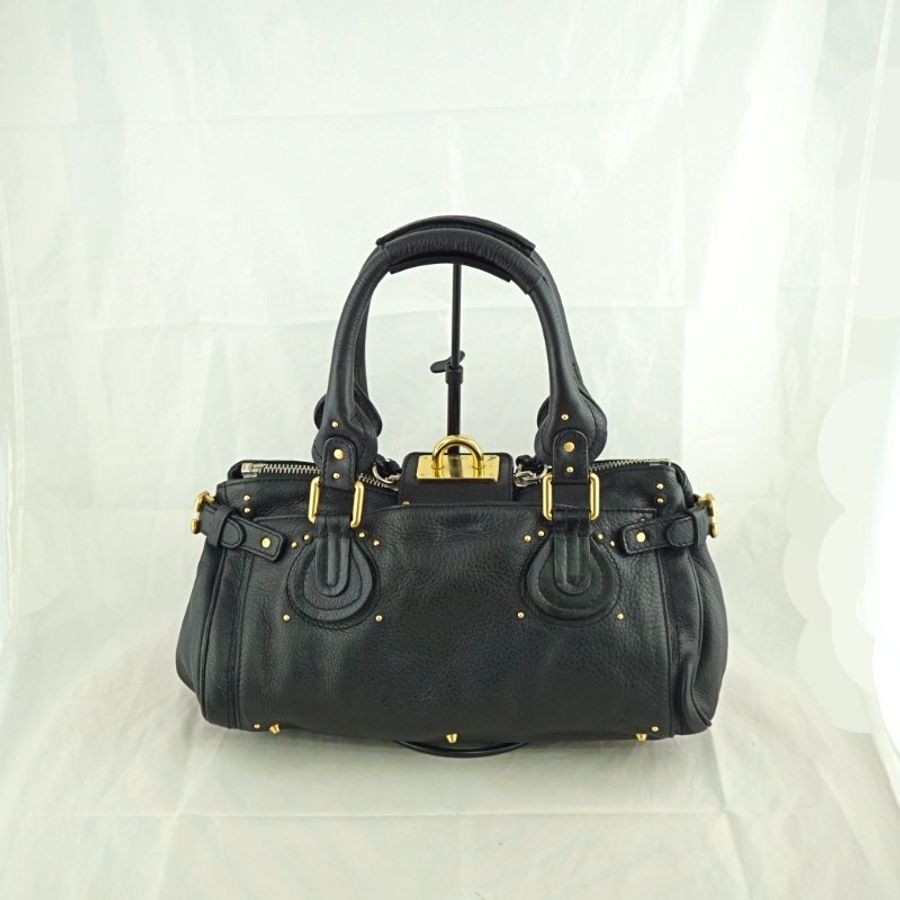 CHLOE Paddington bag 黑色牛皮鎖頭包 手提包 肩背包-6