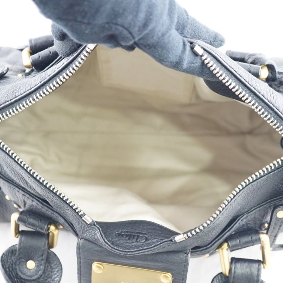 CHLOE Paddington bag 黑色牛皮鎖頭包 手提包 肩背包-12