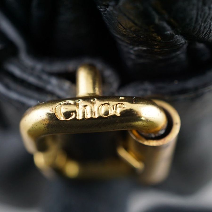 CHLOE Paddington bag 黑色牛皮鎖頭包 手提包 肩背包-16