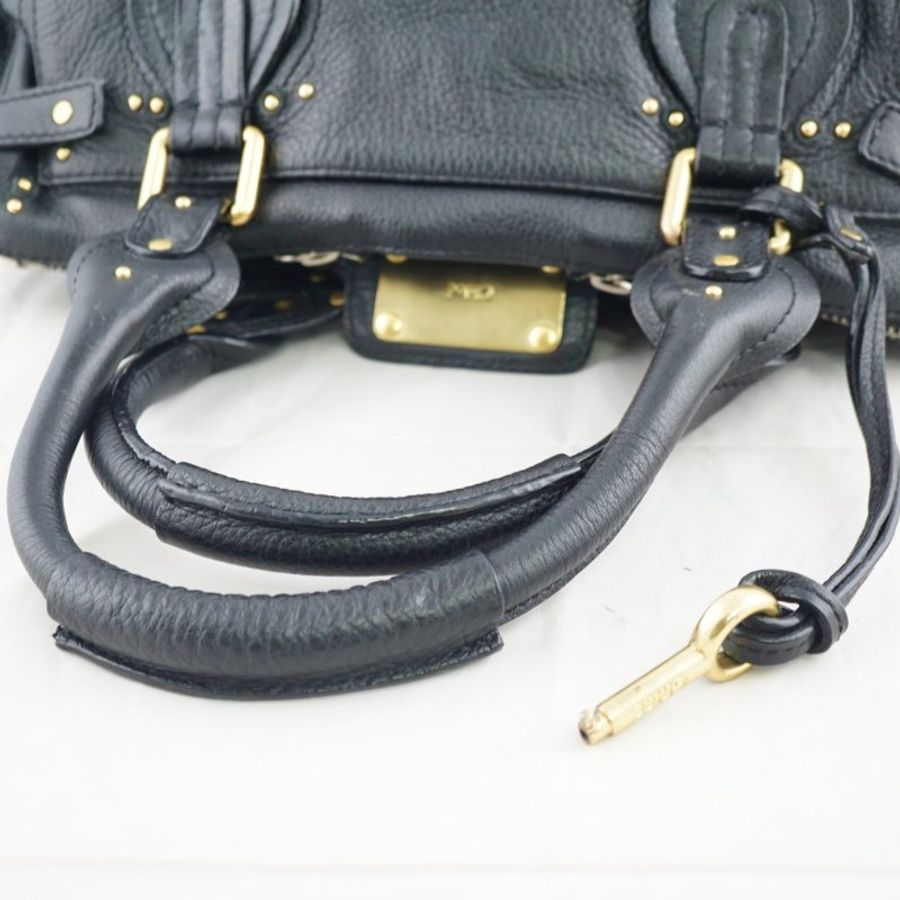 CHLOE Paddington bag 黑色牛皮鎖頭包 手提包 肩背包-21