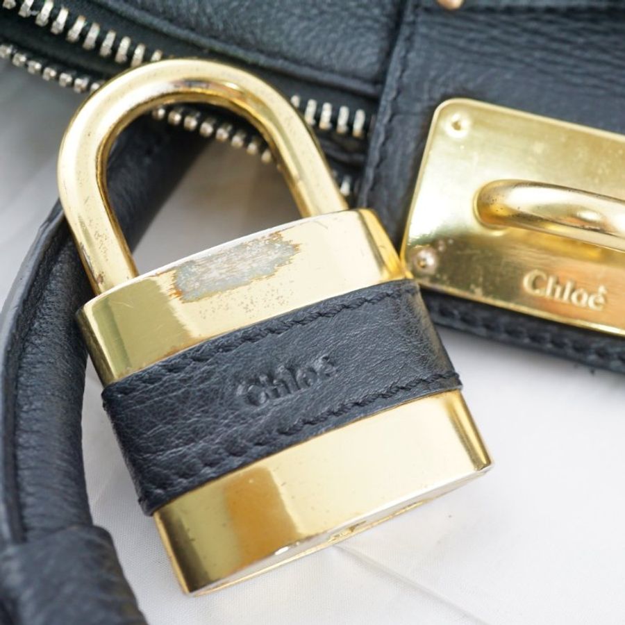 CHLOE Paddington bag 黑色牛皮鎖頭包 手提包 肩背包-25