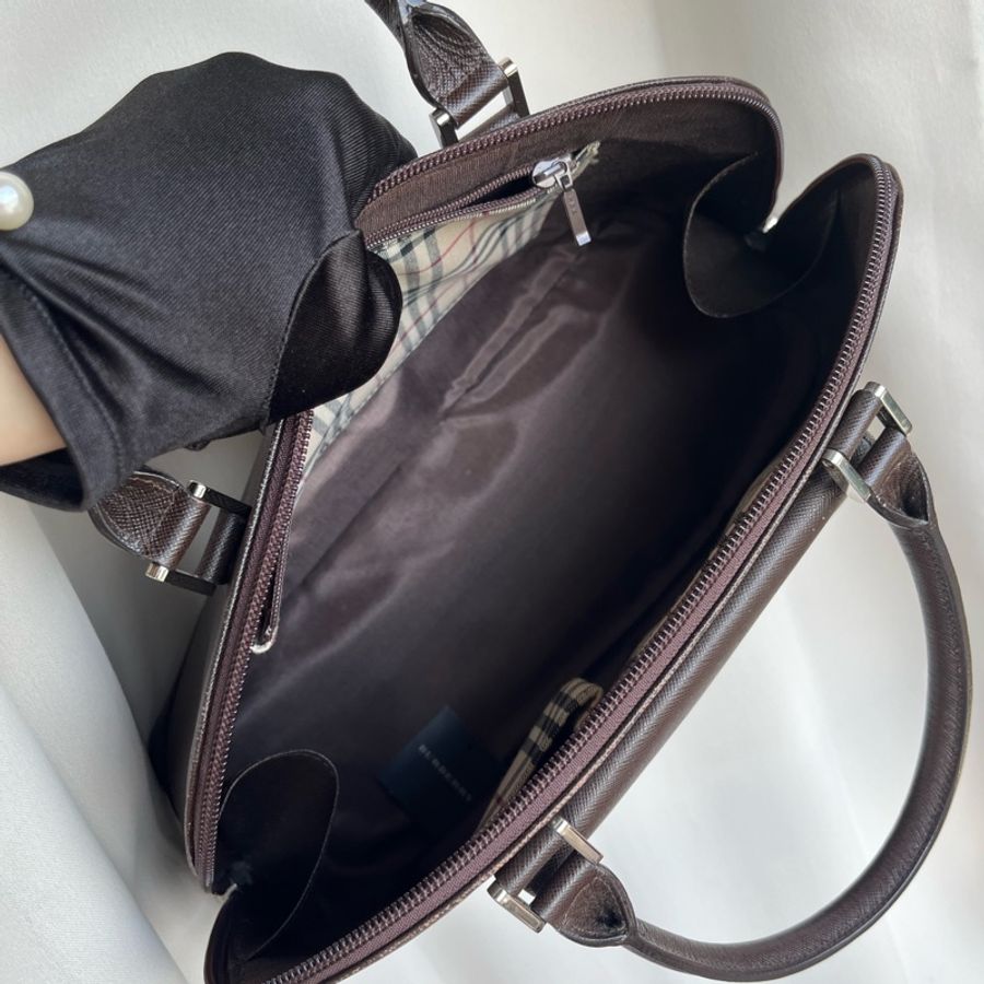Burberry 貝殼包 牛皮斜紋 手提包 肩背包-17