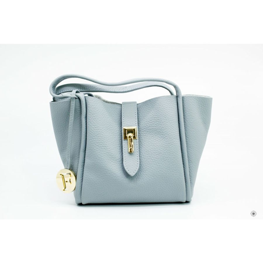 Furla Pebble Leather Pale Blue Small Tote Bag-0