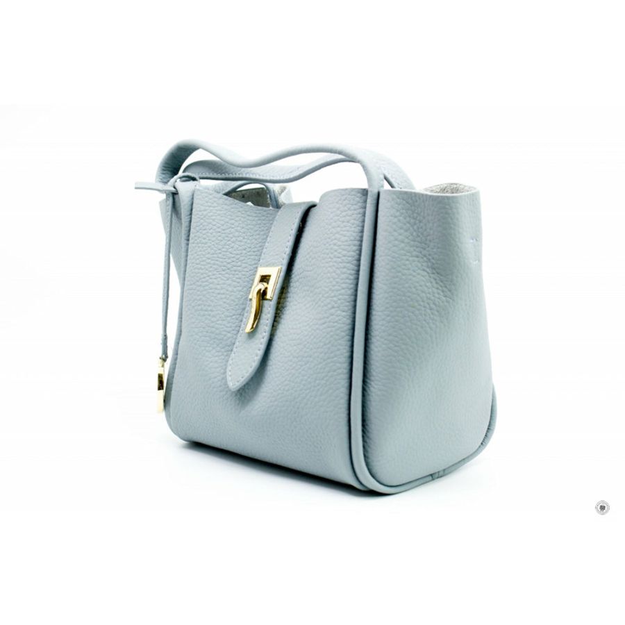 Furla Pebble Leather Pale Blue Small Tote Bag-1