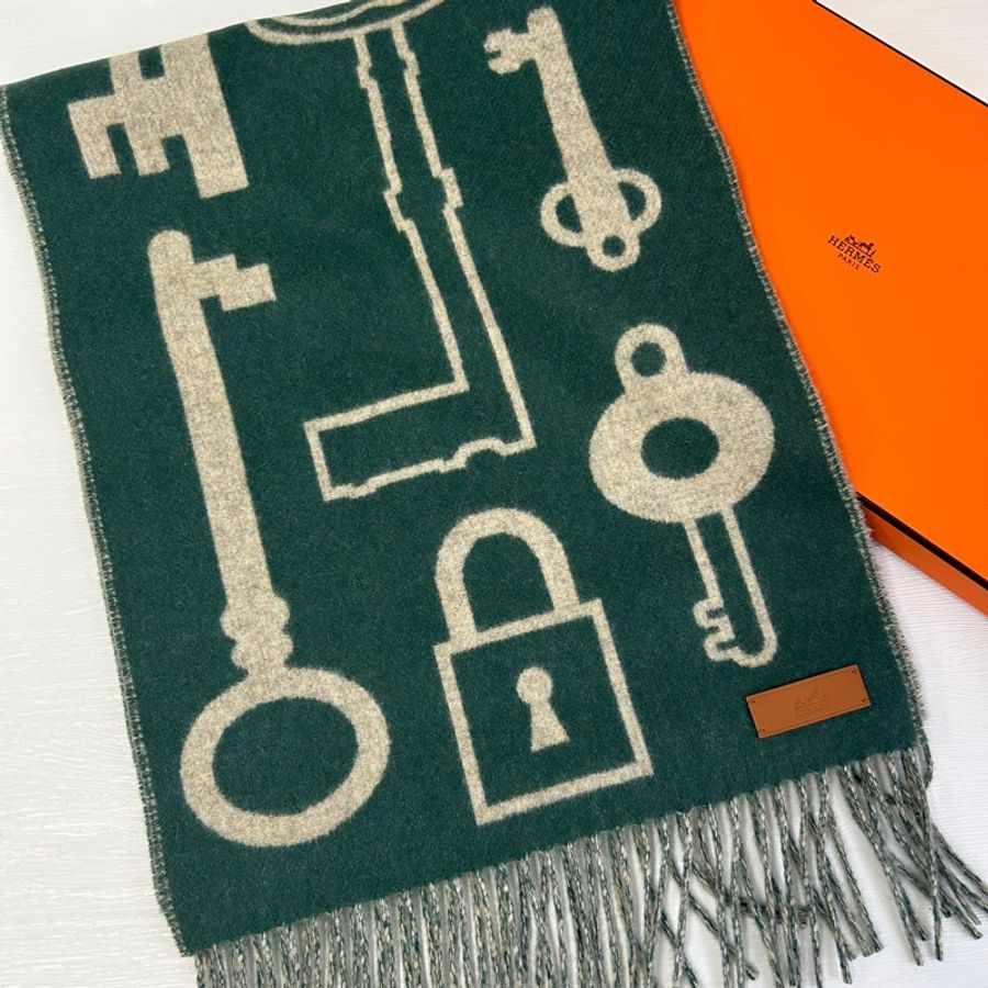 Hermes 愛馬仕 純羊絨圍巾 新款 鎖頭-1