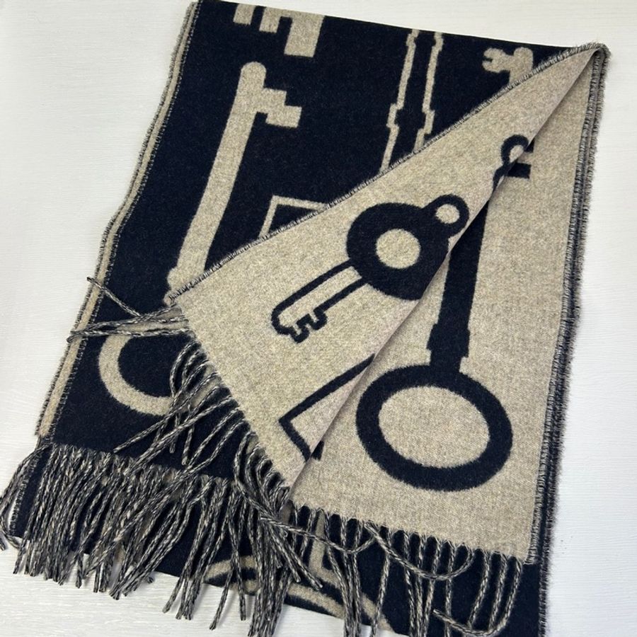 Hermes 愛馬仕 純羊絨圍巾 新款 鎖頭-3