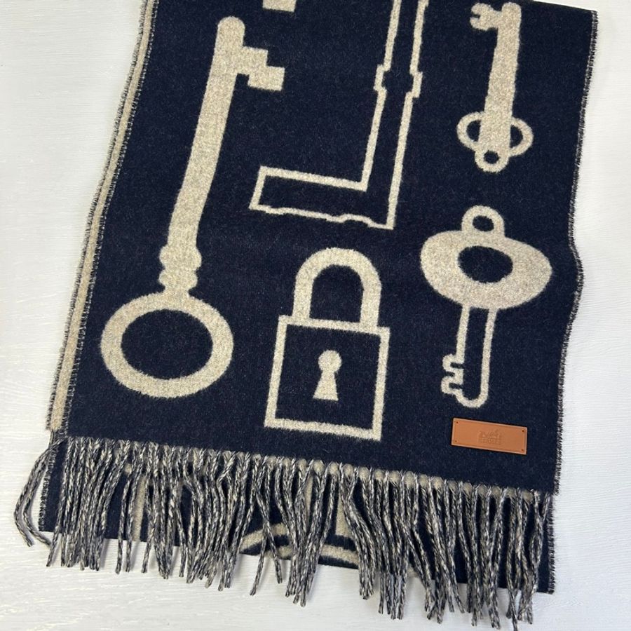 Hermes 愛馬仕 純羊絨圍巾 新款 鎖頭-5