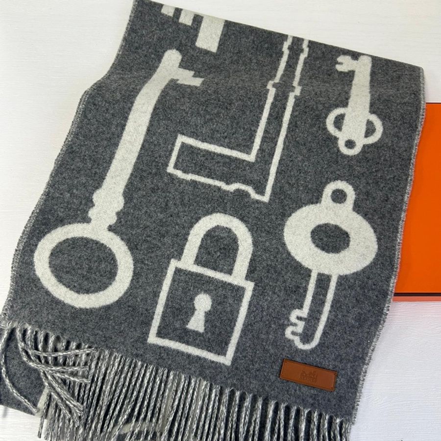 Hermes 愛馬仕 純羊絨圍巾 新款 鎖頭-1