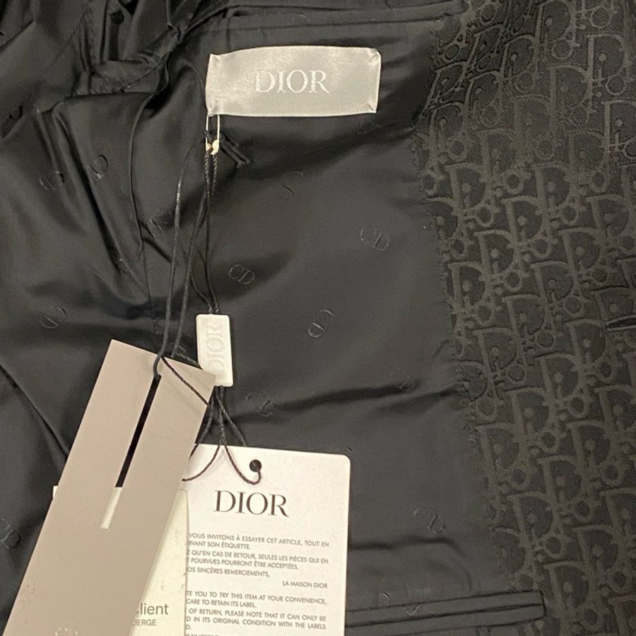 Dior black wool oblique lapel suit 46 西裝-3