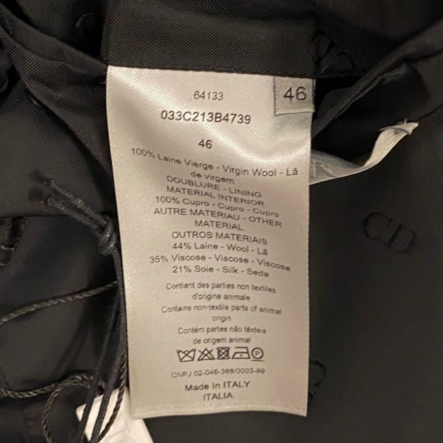 Dior black wool oblique lapel suit 46 西裝-4