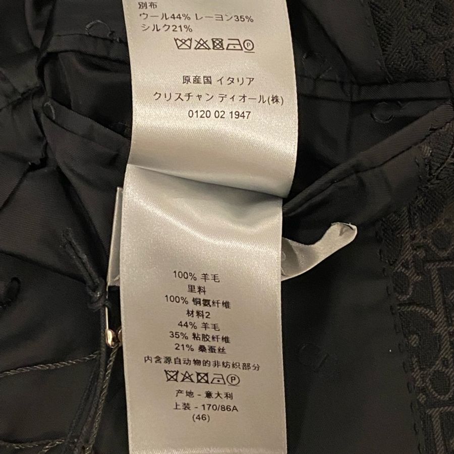 Dior black wool oblique lapel suit 46 西裝-5