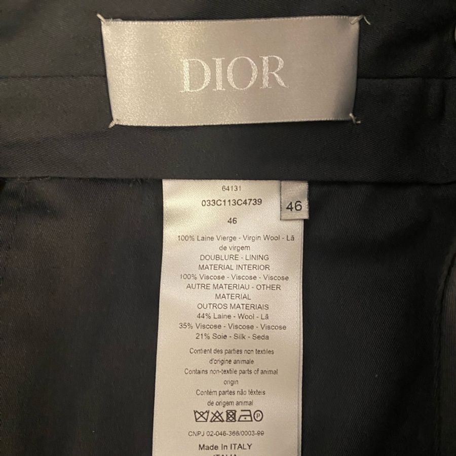 Dior black wool oblique lapel suit 46 西裝-8