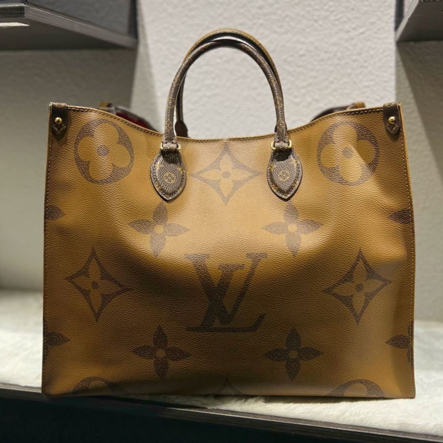 ► LV Onthego MM 經典雙色 老花托特包-0