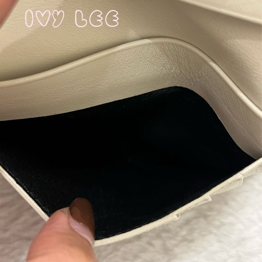 SAINT LAURENT 閃亮小牛皮鱷魚壓紋 Monogram Uptown 皮夾 白色復古短夾582296 二手精品-12