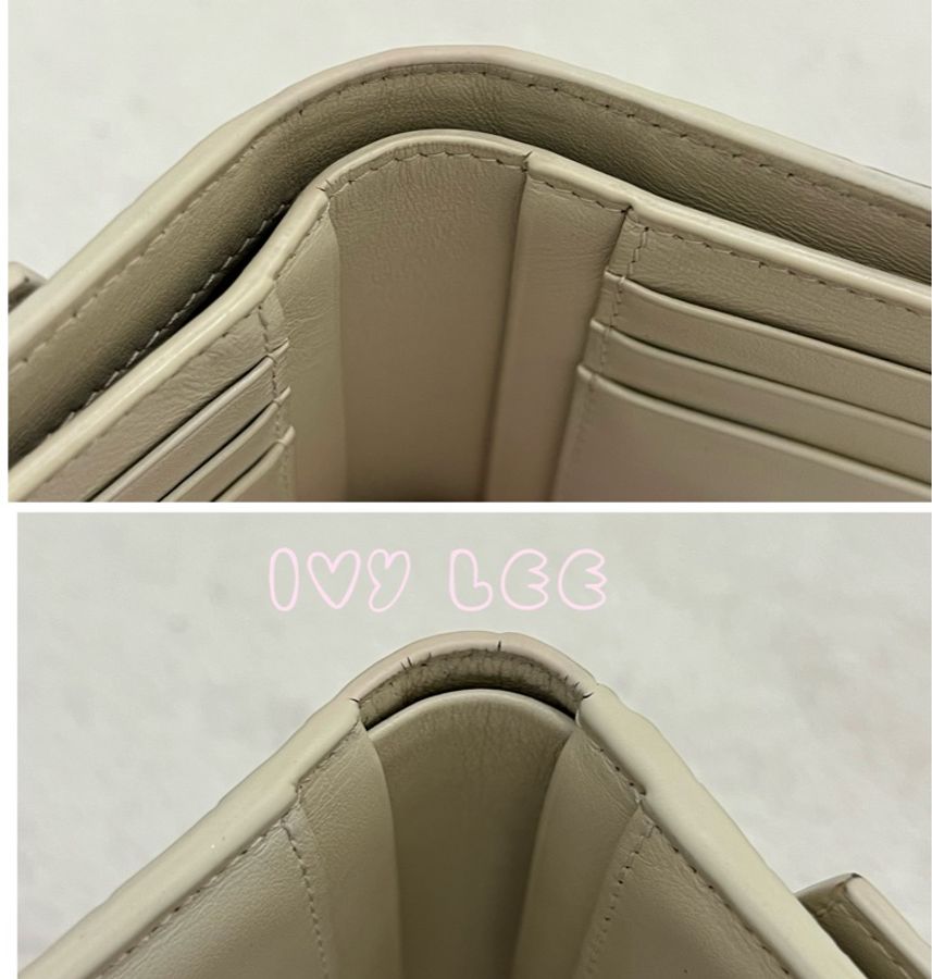 SAINT LAURENT 閃亮小牛皮鱷魚壓紋 Monogram Uptown 皮夾 白色復古短夾582296 二手精品-20