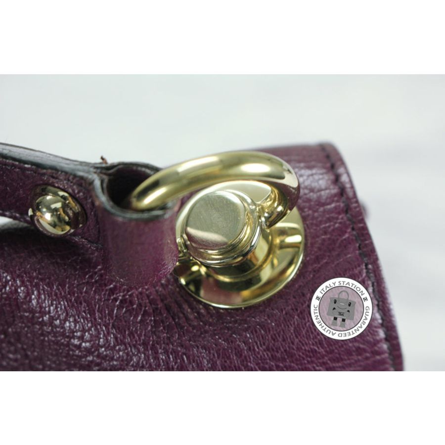 Gucci 131034 Interlocking G Buckle Purple Leather Shoulder Bags Ghw-4