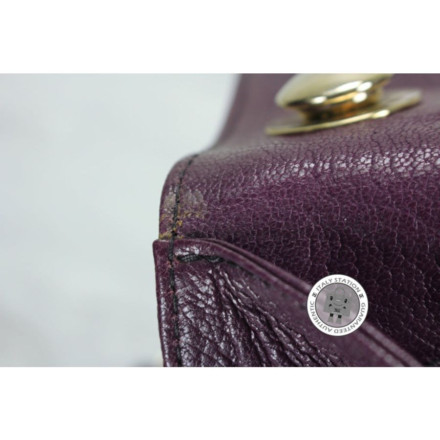 Gucci 131034 Interlocking G Buckle Purple Leather Shoulder Bags Ghw-9