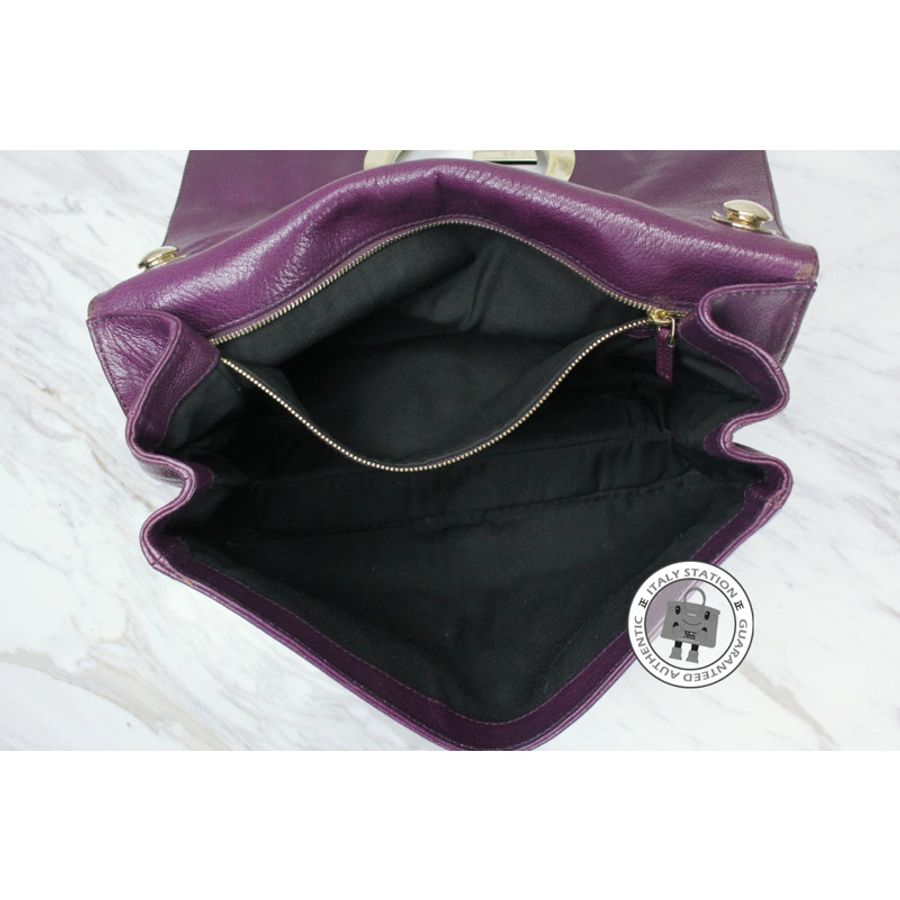 Gucci 131034 Interlocking G Buckle Purple Leather Shoulder Bags Ghw-11
