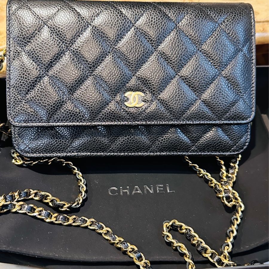 CHANEL 香奈兒 荔枝牛皮黑金 WOC 晶片款-2