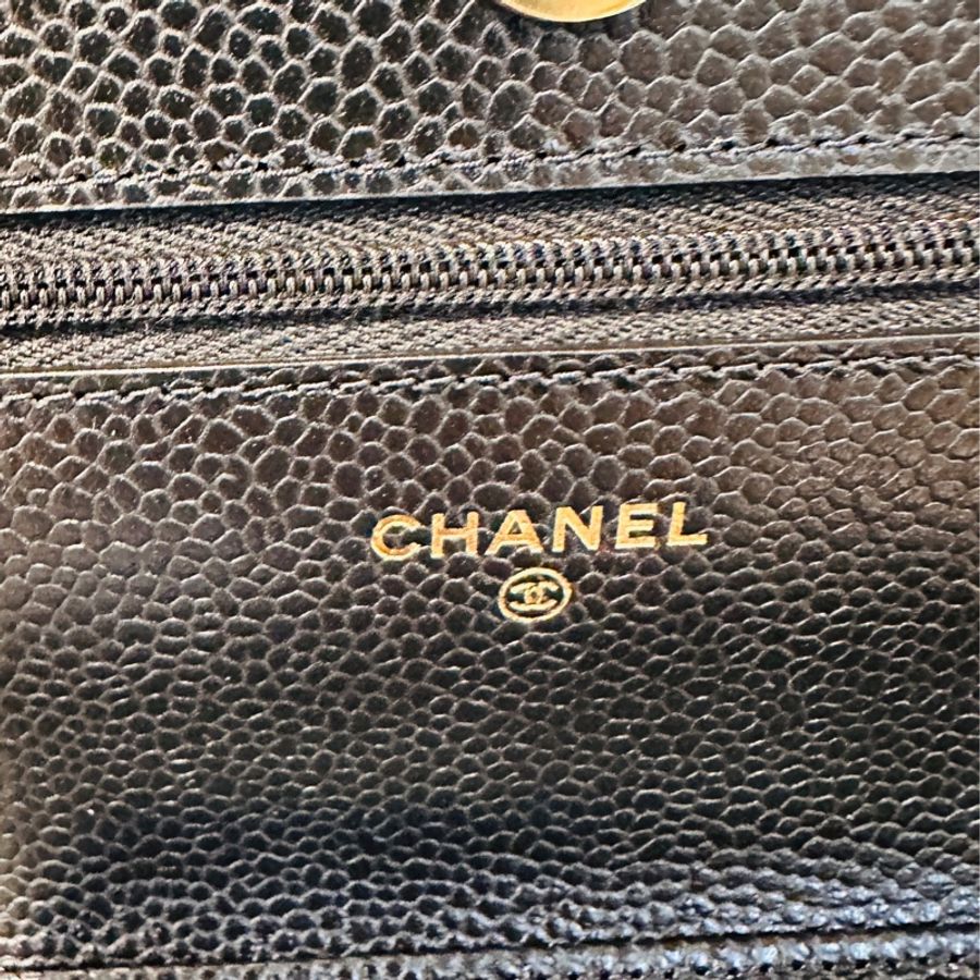 CHANEL 香奈兒 荔枝牛皮黑金 WOC 晶片款-14