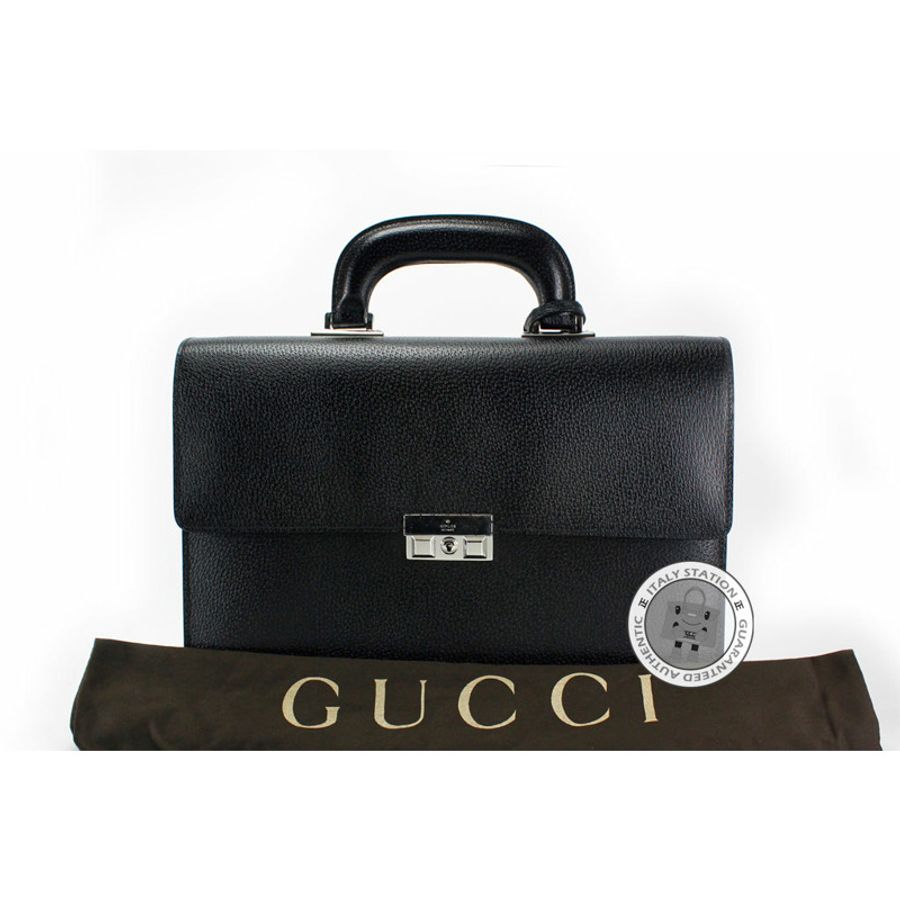 Gucci 201849 B690N Black / 1000 Leather Briefcases Shw-2